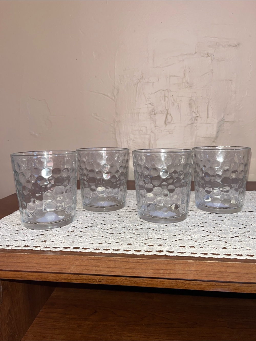 Gibson Clear Textured Dot Glass Tumbler Set - 4 Pack